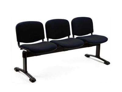 Iso bench 3 seats black legs, seat and back black fabric in Lebanon