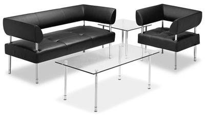 business class sofa set with chrome legs with glass tempered coffee table