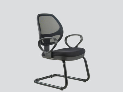Black modern mesh guest chair with arms