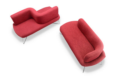 irregular sofa series designed for either 1 or 2 seat elements for hotel areas, moody model top view