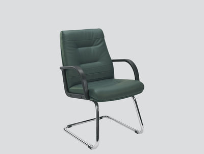 Italian leather guest chair with arms chrome frame