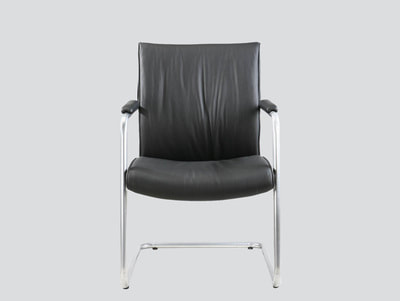 leather visitor chair with arms, chrome frame