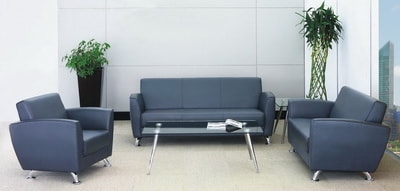 Cubo modern couch set artificial leather with glass coffee tables