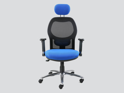 Mesh office chair with headrest and chrome base
