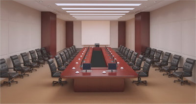 Classic conference table with lift LCD screen in Jeddah KSA