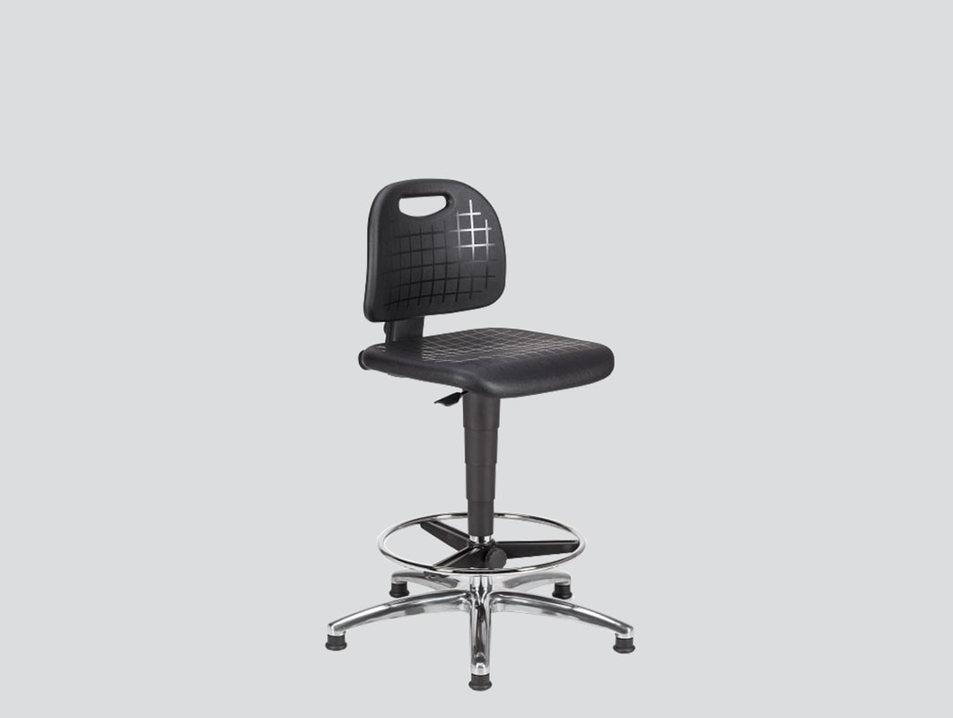 height adjustable stools polyurethane seat & back aluminum base