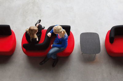irregular sofa series designed for discussion areas upholstered in red and black fabric, moody model