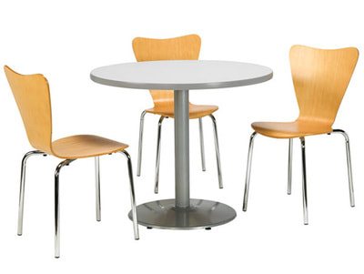 beech-wood cafeteria chairs with round table with chrome base in Lebanon