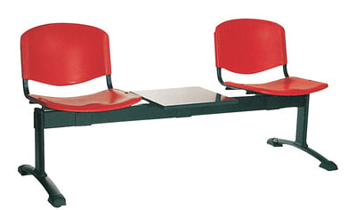 red iso polypropylene bench 2 seats with coffee table black legs in Beirut