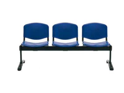 blue iso polypropylene bench 3 seats with black legs in Beirut