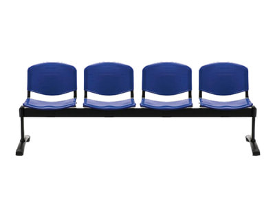 blue iso polypropylene bench 4 seats with black legs