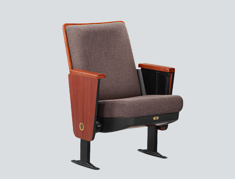theater seating system wood and fabric