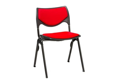 Black frame and upholstered in red fabric Modern Italian contract chair