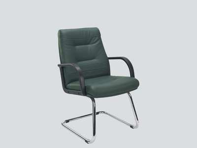 Italian leather guest chair with arms chrome legs