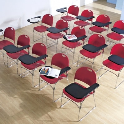 modern classroom red chair with foldable tablet chrome frame