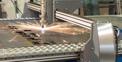 CNC steel machine for laser sheet cutting in Fleifel factory.