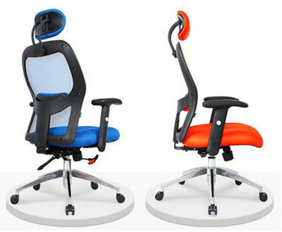 Colorful Mesh office chair with adjustable headrest, adjustable lumbar support and chrome base
