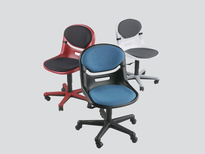 strong smile flex light grey or black or burgundy plastic swivel chair without arms and upholstered fabric