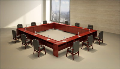 U shape meeting table mahogany finish in Riyadh KSA