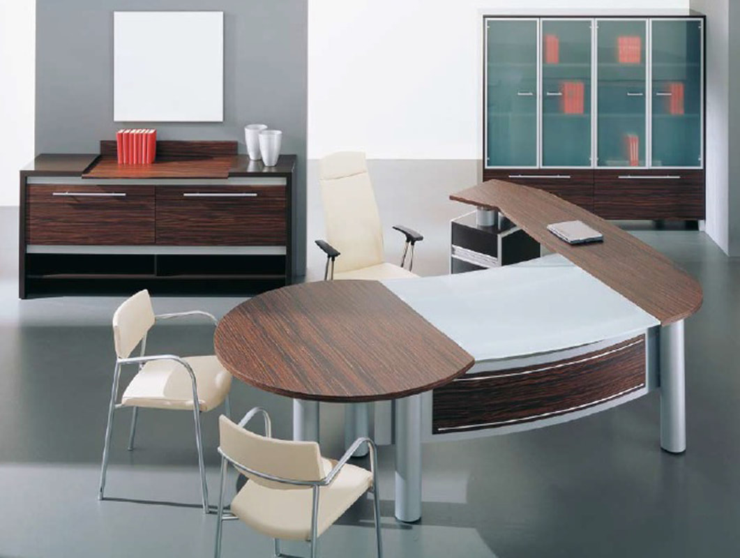 Italian modern glass and wood desk