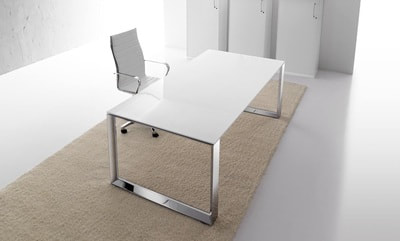 Modern desk with glass top and stainless steel legs in Lebanon