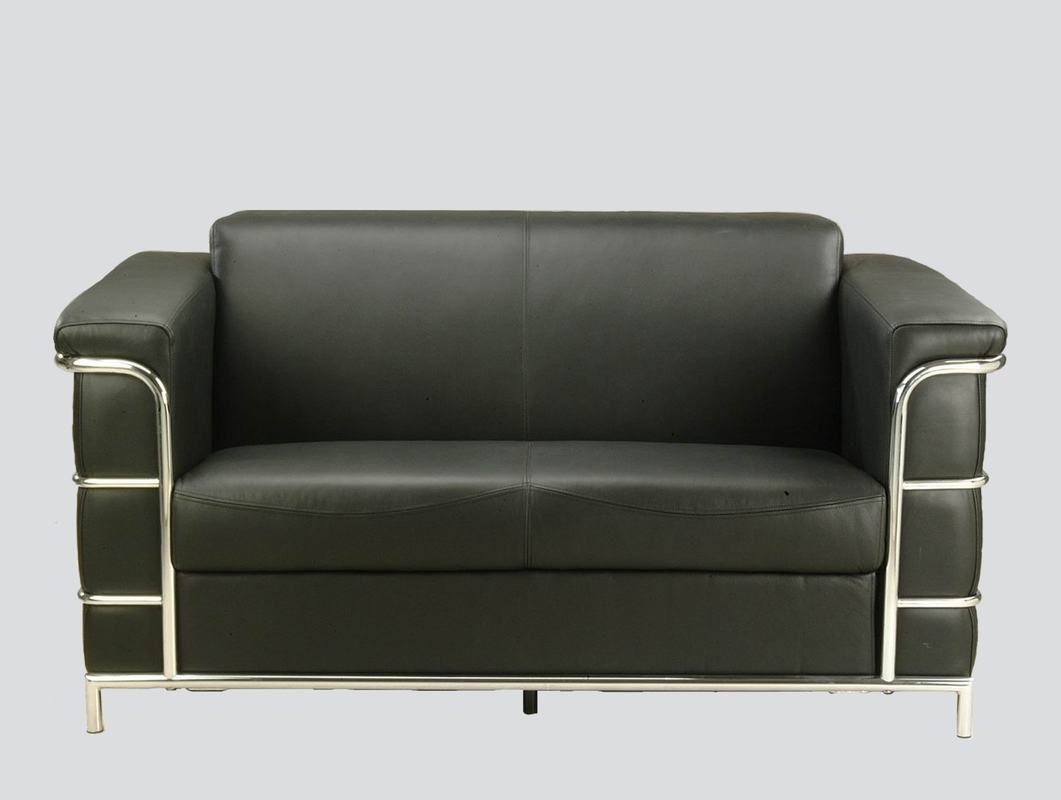 chrome sofa two seater leather