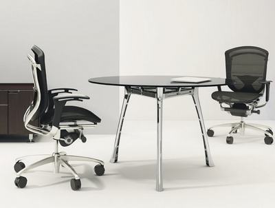 round glass conference table with chrome legs in Lebanon