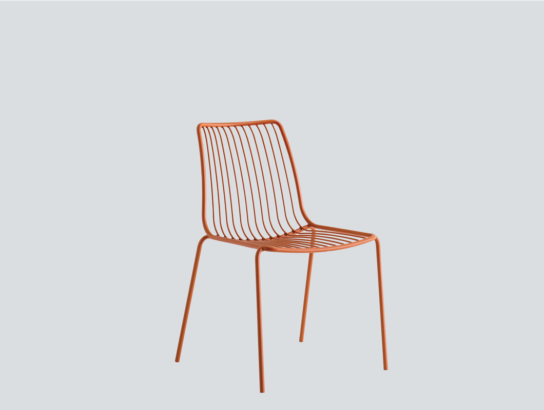 orange polypropylene chair with arms
