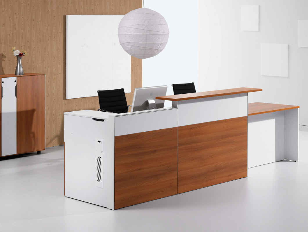 rectangular shape counter desk in white color