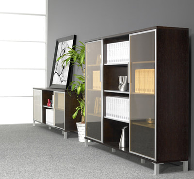 Modern office cabinet with glass doors in Lebanon