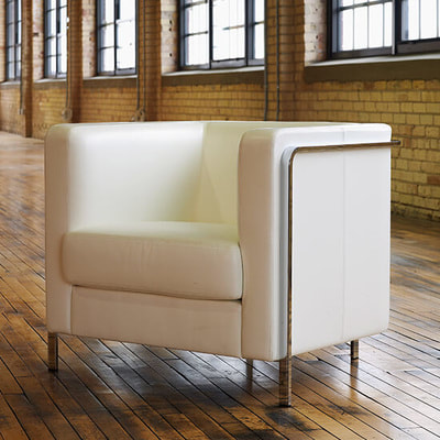 white leather armchair office soft model