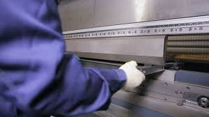 Process of Steel sheet bending machine in Fleifel factory in Lebanon.