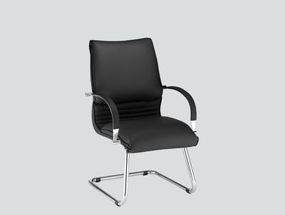 black classic real leather visitor chair with arms