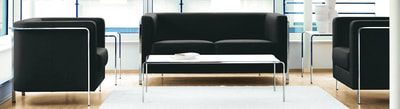 black leather sofa soft model with glass coffee table