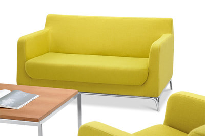 yellow wool sofa 2 seater and die cast aluminum legs